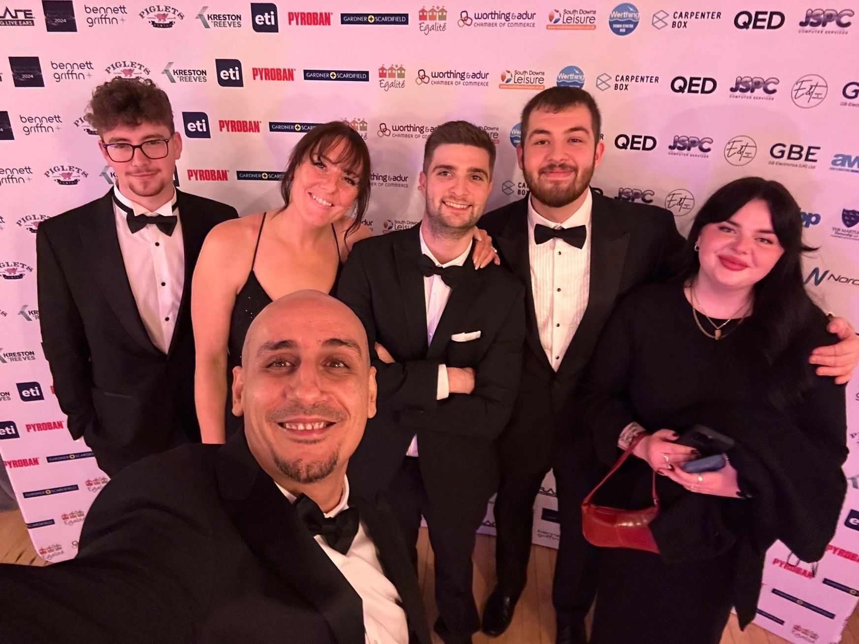 A group selfie of the GBE team at the Adur and Worthing Business Awards./A group photo of the GBE team at the Adur and Worthing Business Awards.